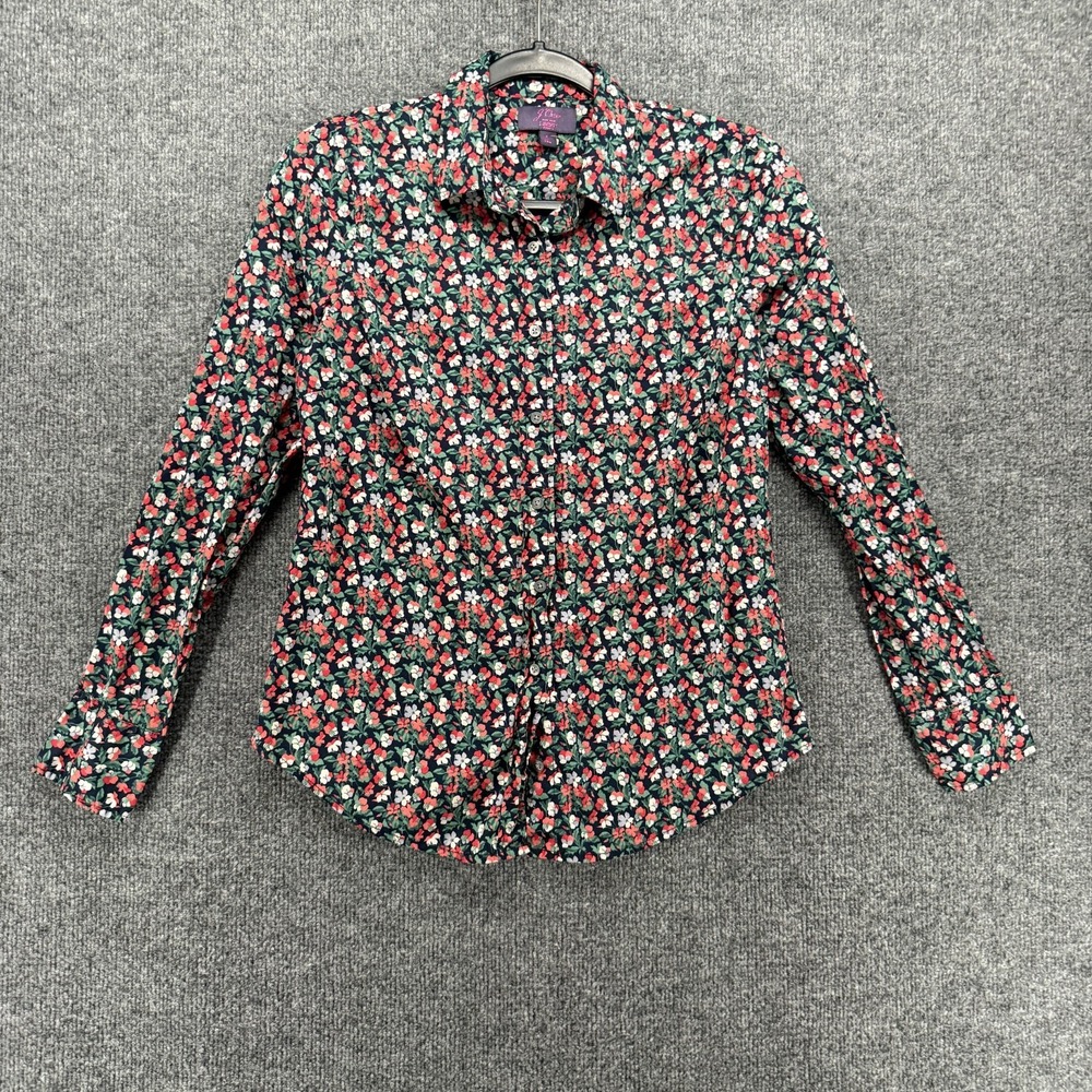 J Crew x Liberty Shirt Womens 4 Floral Poplin Button Up Long Sleeve Boho Cottage